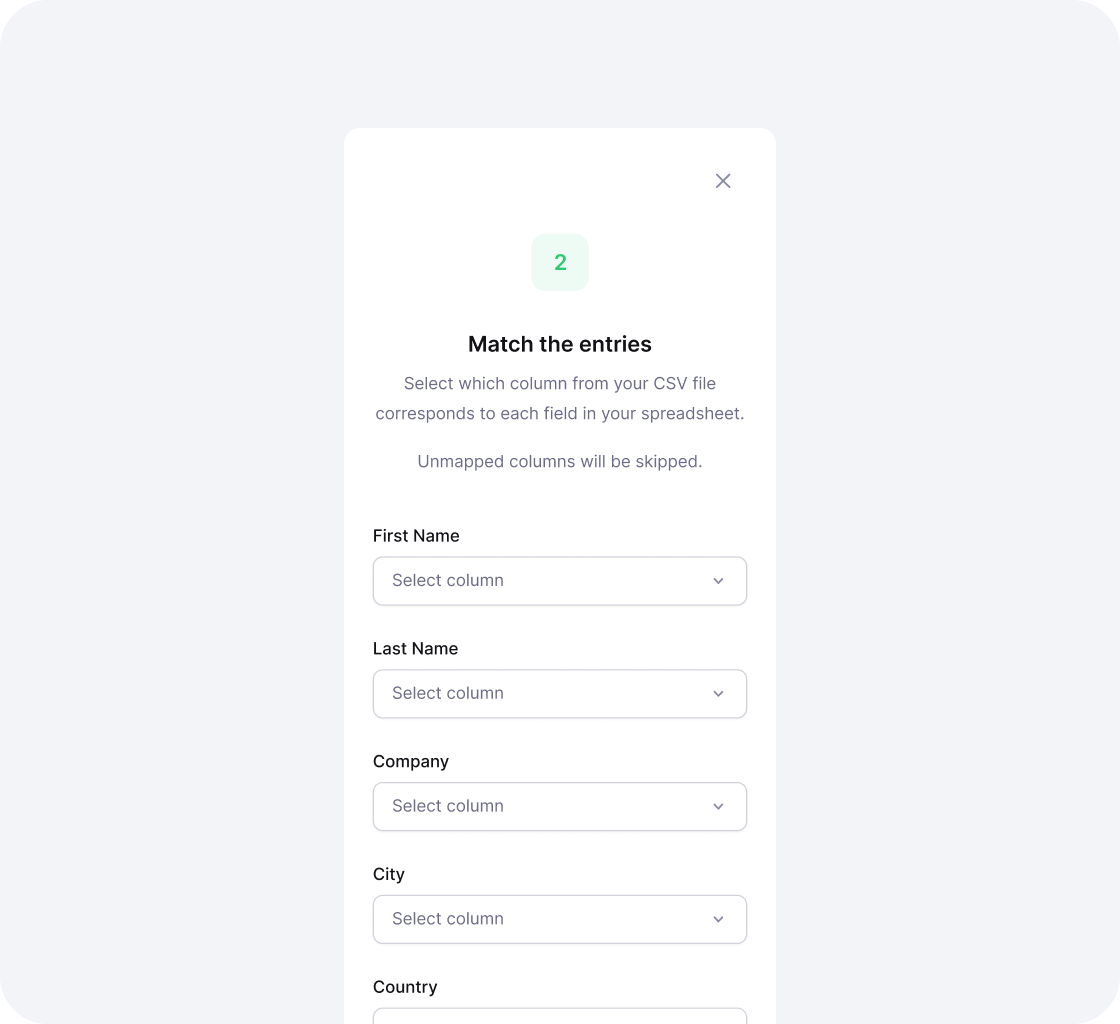 Column mapping interface