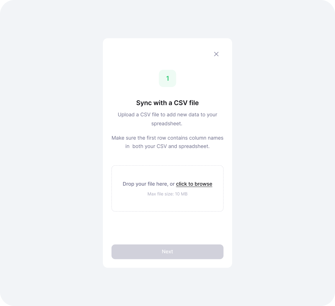 Upload file interface